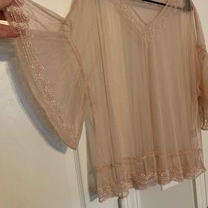 Sheer Pearl Beaded Blouse